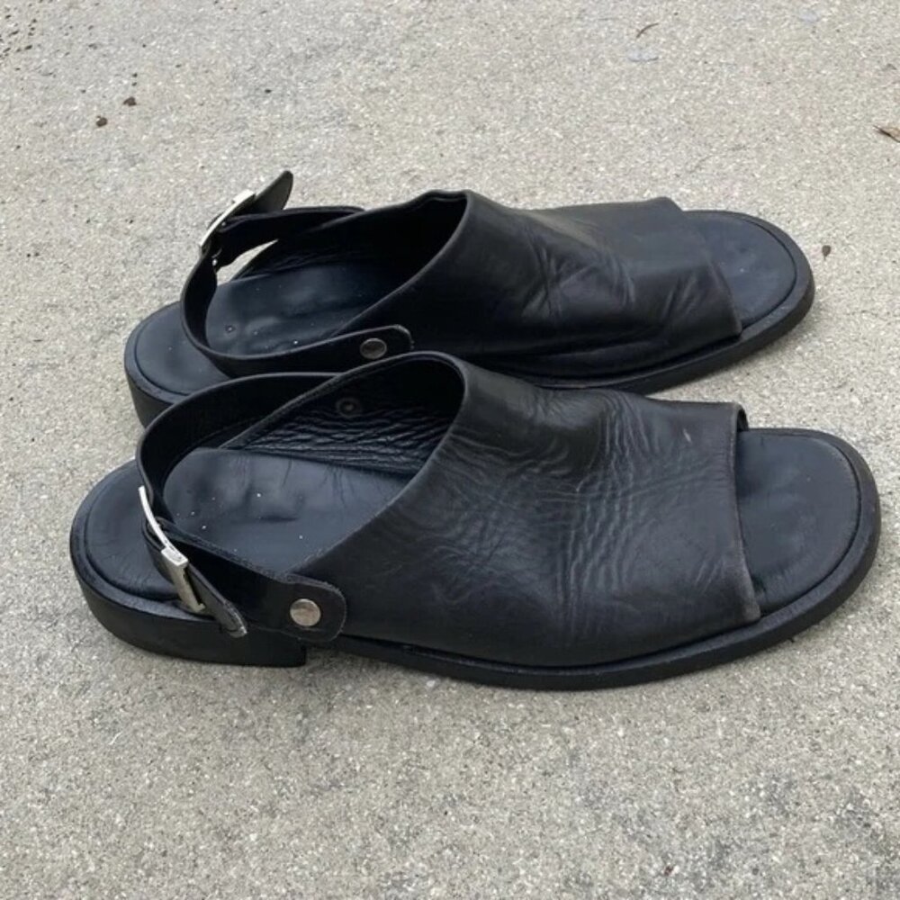 Bally Mens Leather Sandals Size 11 D Black Slingback Pianezzo